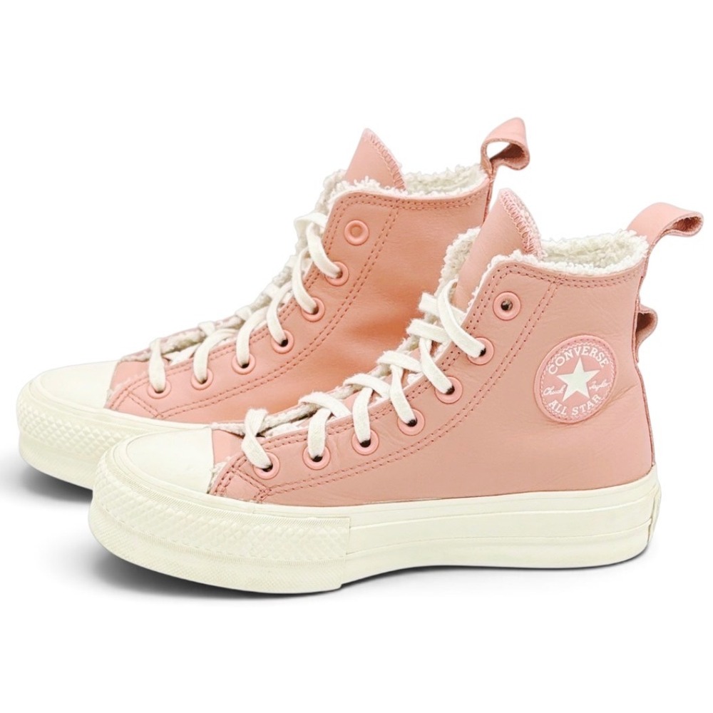 Converse Chuck Taylor All Star Platform Womens US 6 Leather Sherpa Shoes A04256C